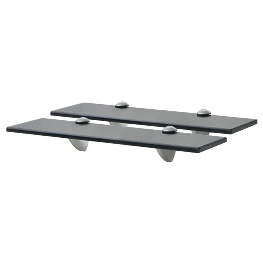 vidaXL Schweberegale aus gehärtetem Sicherheitsglas, 2er Set, Schwarz, B: 40 cm, T: 10 cm, Höhe: 0,8 cm - Bild 2