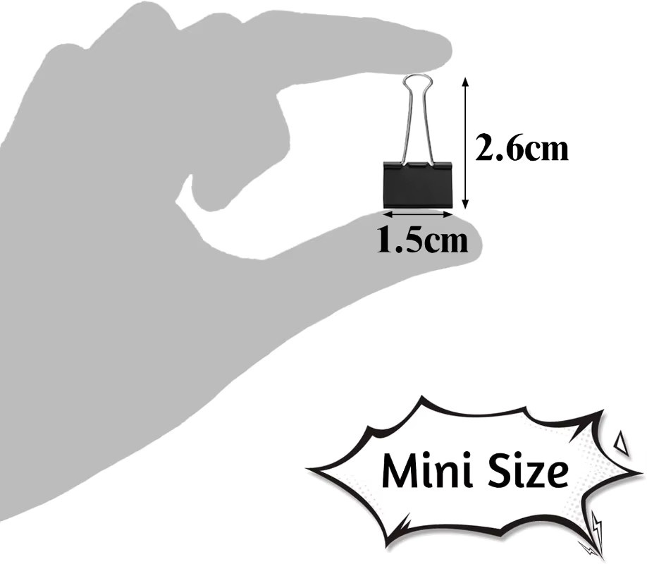 Schwarze Foldback-Clips aus Metall für Büro und Haushalt, 15 mm - Bild 2