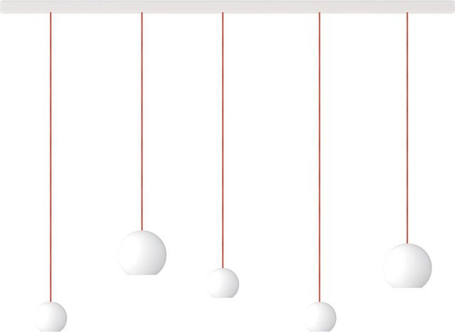 KOMOT KOS Quinto SL LED-Pendelleuchte mit Schiene, Weiß matt und orangefarbenem mundgeblasenem Opalglas, Tunable White 2200K - 4200K, Länge: 200 cm - Bild 1