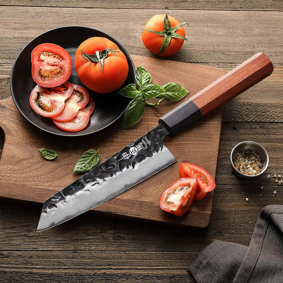 YIZEMA Japanisches Bunka-Messer aus dreischichtigem Verbundstahl, professionelles Kiritsuke-Kochmesser, Silber, Länge: 15,2 cm - Bild 2