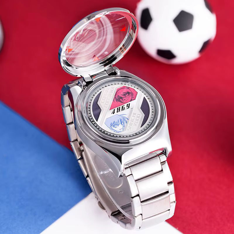 Bandai Detektiv Conan Anime Quarzuhr Shinichi Cosplay Armbanduhr für Kinder in Silber - Bild 2