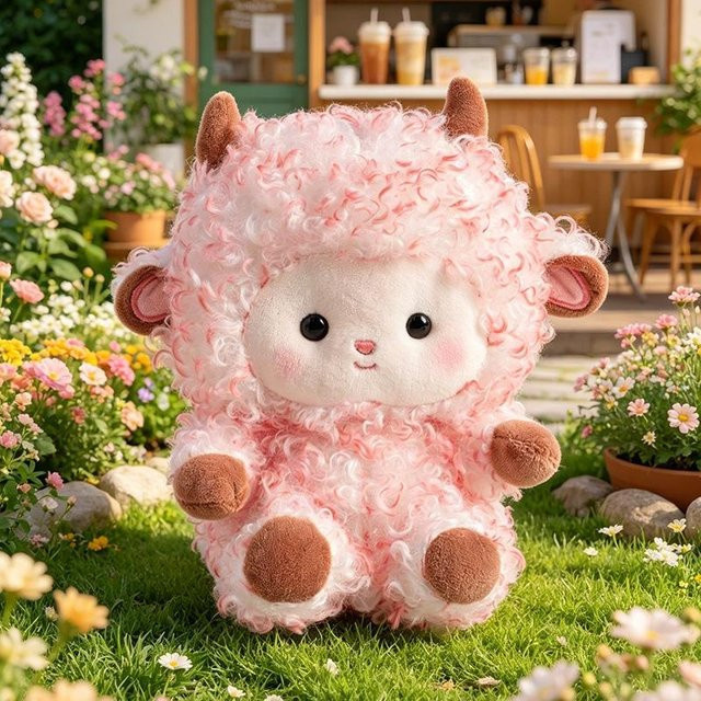 Yiran Health & Beauty Lockiges Schaf, Plüschtier, 20 cm, Rosa / Pink - Bild 1
