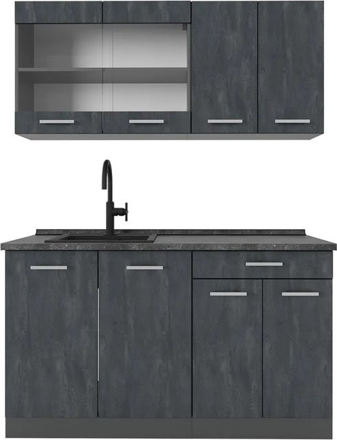 Vicco R-Line Singleküche in Schwarz und Anthrazit, Breite: 140 cm - Bild 2