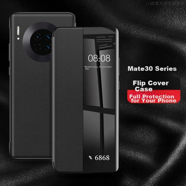 Huawei Mate30 Pro und Mate30e Pro Handyhülle aus Leder mit 5G Smart Sleep Window Flip Cover in Schwarz - Bild 1