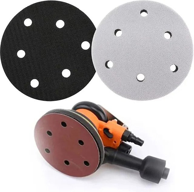 6-Loch Soft Interface Pad Klettverschluss Schleifscheibe Puffer Schwamm in Weiß, Durchmesser: 12,5 cm - Bild 1