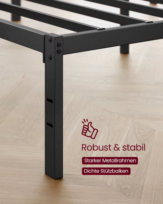 VASAGLE Einzelbettgestell in Schwarz mit Unterbettaufbewahrung, B/T/H: 90 x 200 cm - Bild 4