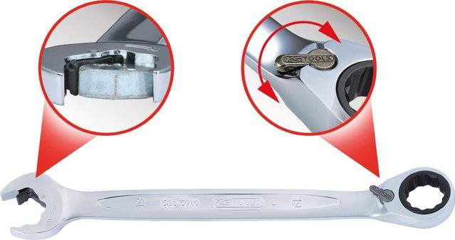 KS Tools DUO GEARplus Ringmaulschlüssel mit Maul-Ratschenfunktion, Schlüsselweite: 18 mm, Farbe: Silber - Bild 2