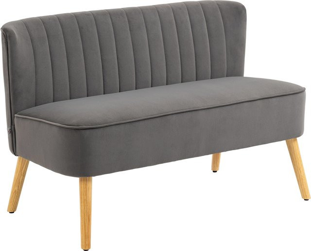 HOMCOM 2 Sitzer Sofa Modernes Polstersofa mit Samt-Optik in Dunkelgrau, B/T/H: 117 x 56,5 x 77 cm - Bild 1
