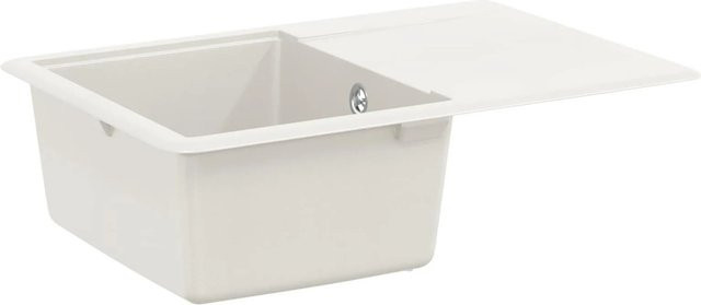 vidaXL Waschbecken aus Granitkomposit in Weiß, Aufsatzwaschbecken B: 67,0 cm, T: 46,0 cm - Bild 1