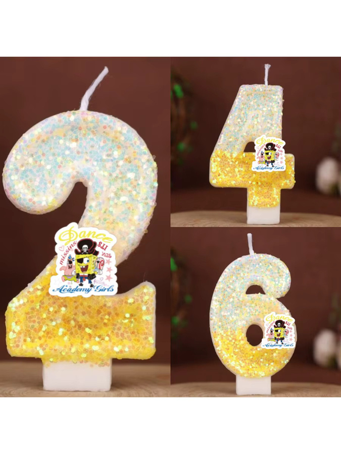 Potdemiel SpongeBob Digitale Kerzen Zahlen 0-9 für Geburtstag und Tortenaufsatz, Mehrfarbig - Bild 2