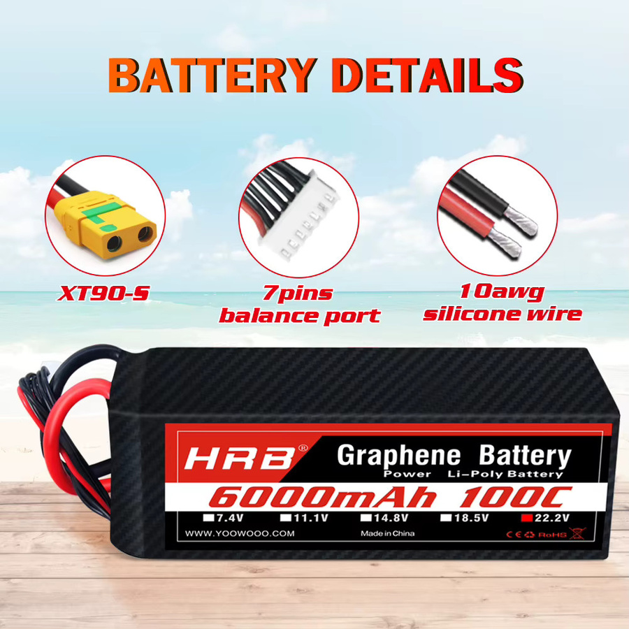 HRB 6S 6000mah Graphene Batterie, RC Lipo Batterie, mit XT90-S Stecker - Bild 3
