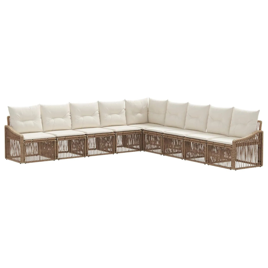 vidaXL Gartensofa-Set 9-teilig in Beige aus Poly-Rattan mit Sitzkissen und Rückenkissen - Bild 2