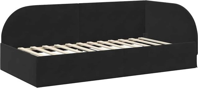 vidaXL Eckbettgestell mit Kopfteil in Schwarz aus Stoff und Holz, B/T/H: 90 x 190 x 72 cm - Bild 1