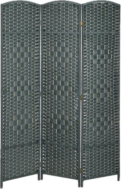 Relaxdays Paravent aus Holz und Papier in Grau mit abstraktem Design, zusammenfaltbar, H: 170 cm, B: 120 cm, T: 2 cm - Bild 1