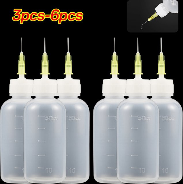 Transparente Kunststoff-Kleberflasche mit Nadel und Spitzenapplikator für DIY-Projekte, 50 ml - Bild 1