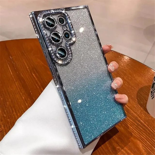 Luxuriöse Glitzer-Strass-Hülle für Samsung Galaxy S26 S25 S24 S23 S22 Ultra Plus in Transparent-Lila mit Kristall-Design und stoßfestem Schutz - Bild 1