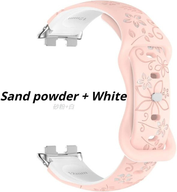 Smartwatch-Armband Silikon, 3D graviertes Blumenmuster, Rosa, Unisex - Bild 1