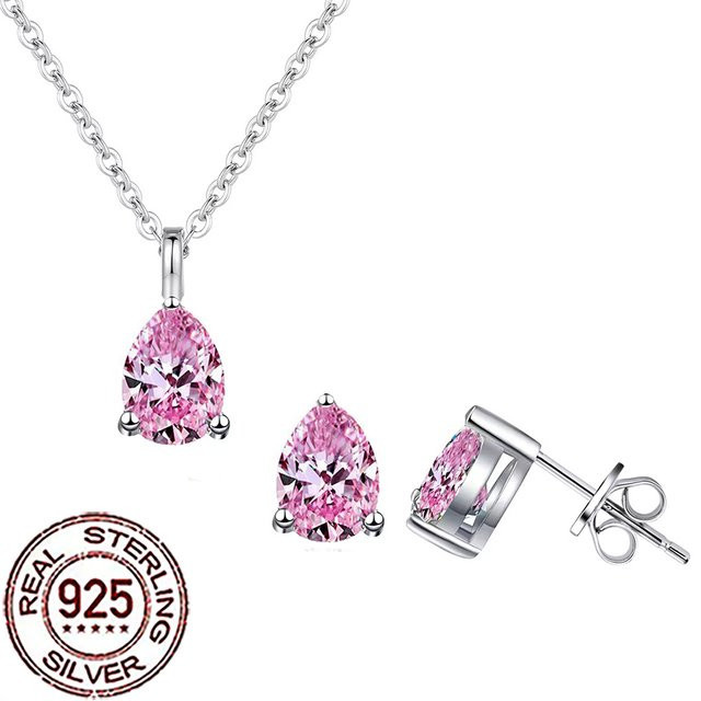 CWWZircons Schmuck-Set, 925 Silber, Rosa Zirkonia, Damen - Bild 1