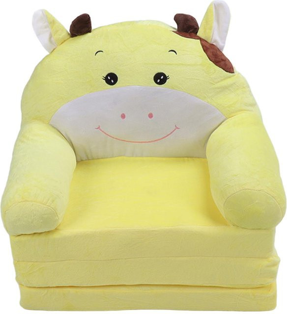 Aimo 2 in 1 Cartoon Kindersofa mit Rückenlehne und Armlehnen, faltbare Kinder Couch und Sessel Bett, beige - Bild 1