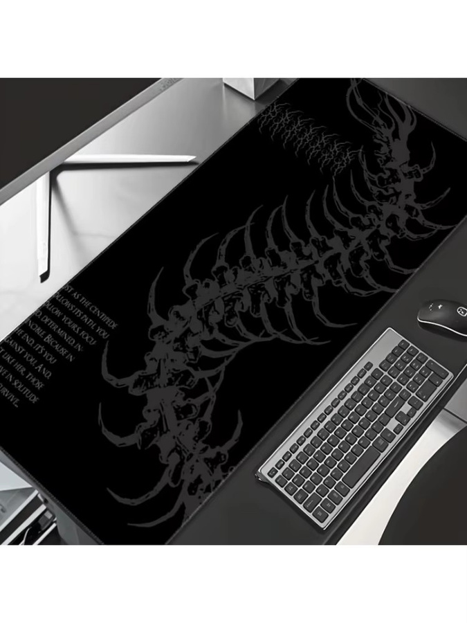 Mairuige XXL Dark Gothic Centipede Gaming-Mauspad in Schwarz als große Schreibtischunterlage für Büro und Tastatur - Bild 6