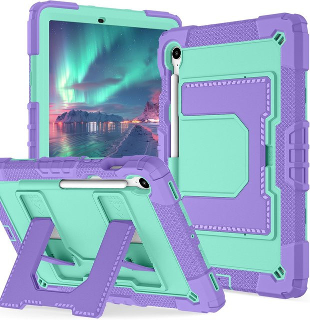 Samsung Tablethülle für Galaxy Tab S10 Lite, S10, S9 FE in Purple mit Sturzschutz, Stifthalter, Ständer und Schultergurten - Bild 1