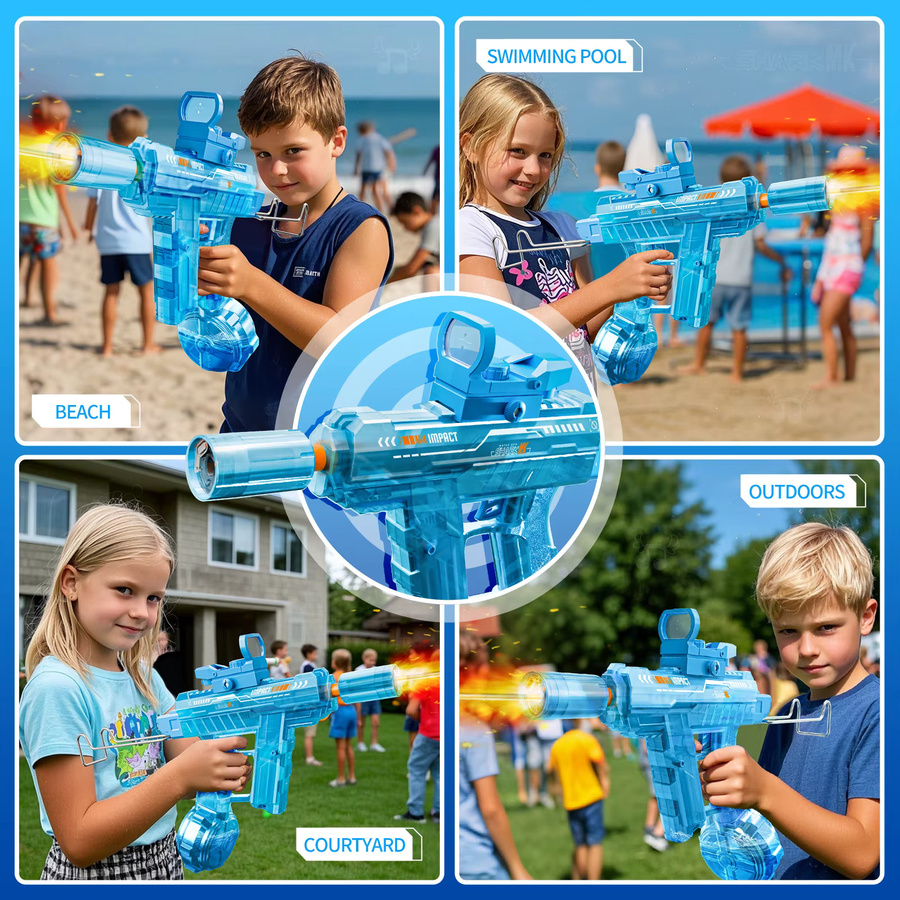 UZI Elektrische Wasserpistole, mit leuchtendem Spielzeug, grau - Bild 4