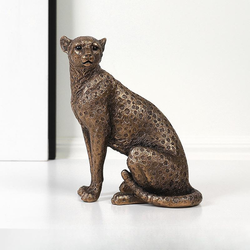 Yiran Furniture Leoparden-Dekoration aus Kunstharz in Gold, moderne Tischdekoration für Wohnzimmer und Büro, B/T/H: 14,5 x 7,5 x 7,5 cm - Bild 4