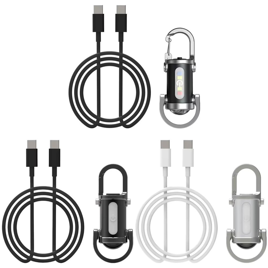 Wiederaufladbare Outdoor-Mini-Taschenlampe mit 1200 lm, superhelle LED-Schlüsselanhänger-Taschenlampe mit Typ-C-Anschluss und 850 mAh Akku, wasserdicht, in Schwarz und Weiß - Bild 2