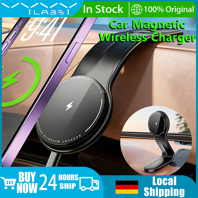Vyvylabs Magnetische Kfz-Ladehalterung mit 15 W Schnellladefunktion, faltbarer Aluminiumarm in Schwarz, kompatibel mit iPhone 17/16/15/14/13/12 Pro Max und Samsung - Bild 1
