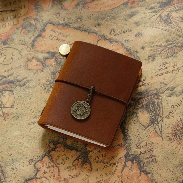 NATAWA Retro Mini Traveler Notebook Planer aus Echtleder, handgemachtes Journal Tagebuch und Skizzenbuch in Kaffeebraun - Bild 1