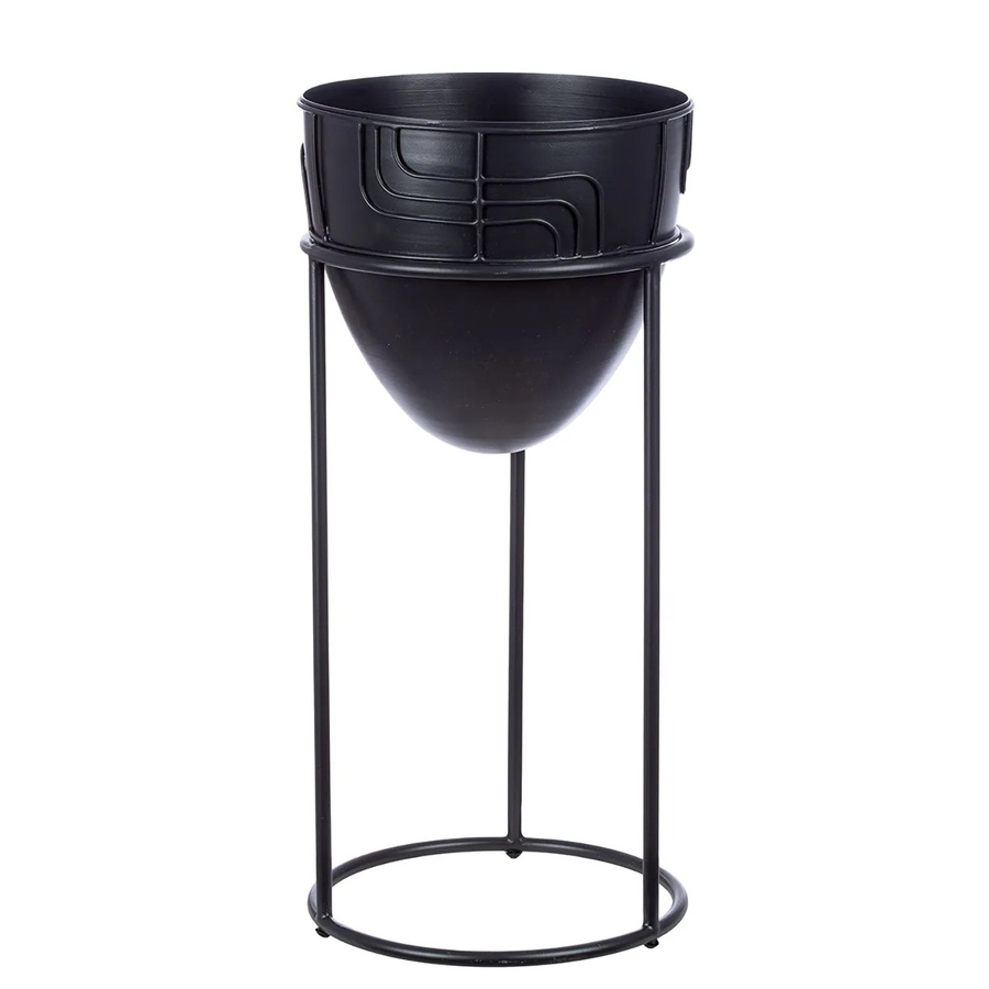 Gilde Übertopf Labyrinth Schwarz aus Metall, Höhe: 50 cm, Durchmesser: 23,5 cm - Bild 2