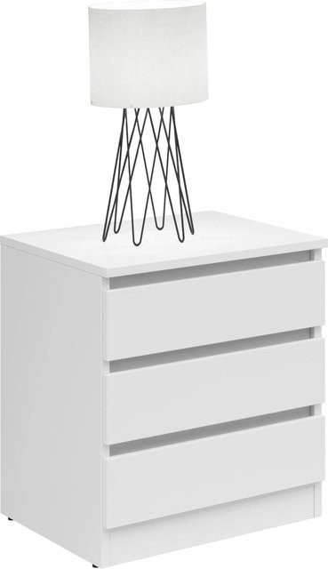Mömax Nachtkästchen in Weiß mit Soft-Close-Schubladen und modernem Design, B/T/H: 42 x 3,0 x 55 cm - Bild 1