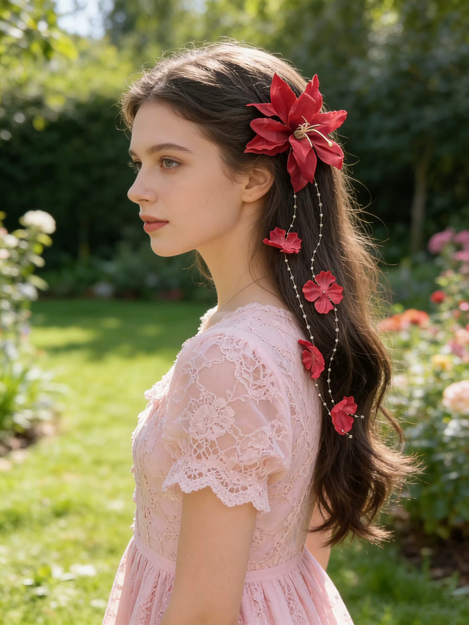 AWAYTR Blumen-Haarspange mit Quasten, Damen - Bild 1
