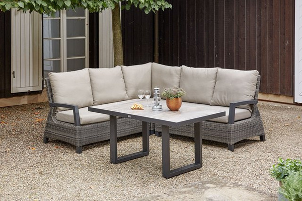 Siena Garden Corido Gartenlounge für 5 Personen in Charcoal mit Loungetisch, Aluminiumgestell und Gardino Geflecht