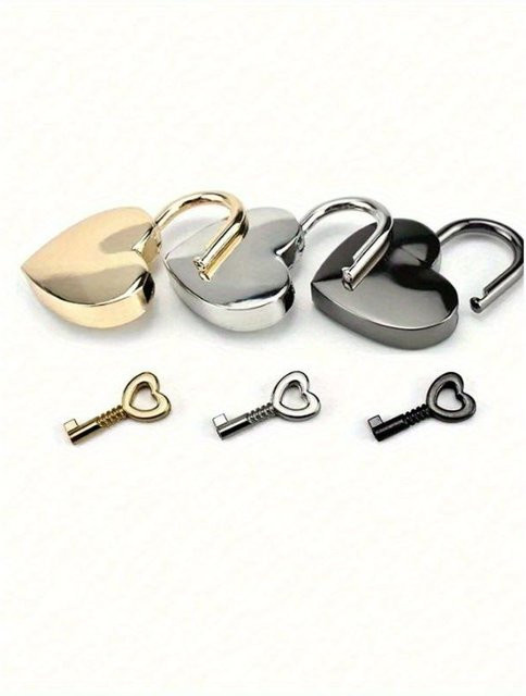 Ambiel Charm Herzförmiges Vorhängeschloss-Set mit Schlüssel aus Metall in Gold und Bunt für Koffer, Laptops und Schubladen - Bild 1