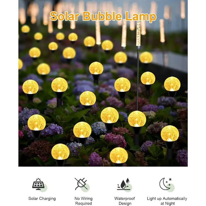 YWZT BEIMT Factory Solar Outdoor Bubbles Rasenlampe Set mit 20 LED in Warmweiß und Multicolour, IP65 Wasserdicht, Dekorative Solar-Pfahllichter für Garten und Hof - Bild 5