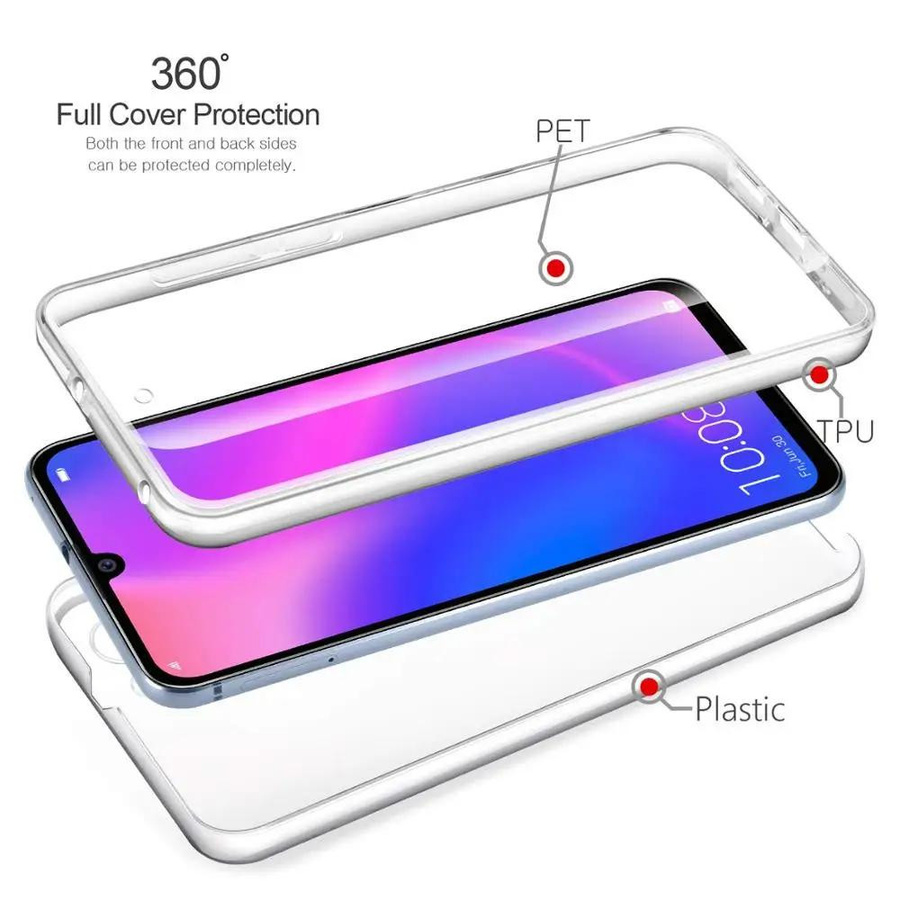 Transparente 360 Grad Ganzkörperhülle aus Silikon TPU für Huawei P30 P20 Pro Lite und Mate 30 20 10 Lite sowie Y6 Y7 Y8 und P Smart 2019 - Bild 3
