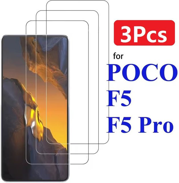 3 Stück 9D gehärtete Glas Displayschutzfolien für Xiaomi Poco F3 F4 F5 Pro GT 5G in Transparent - Bild 1