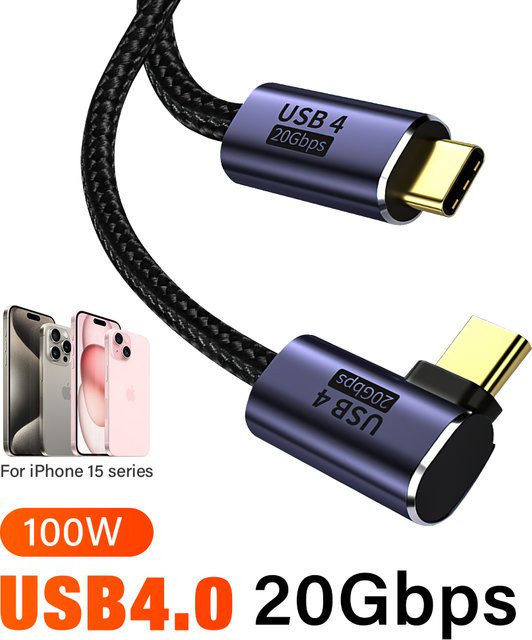 Nephy USB 4.0 auf USB-C Kabel mit 20 Gbit/s und 100W PD Schnellladung für iPhone 15 und MacBook Pro, Thunderbolt 3 kompatibel, 8K @ 60Hz - Bild 1