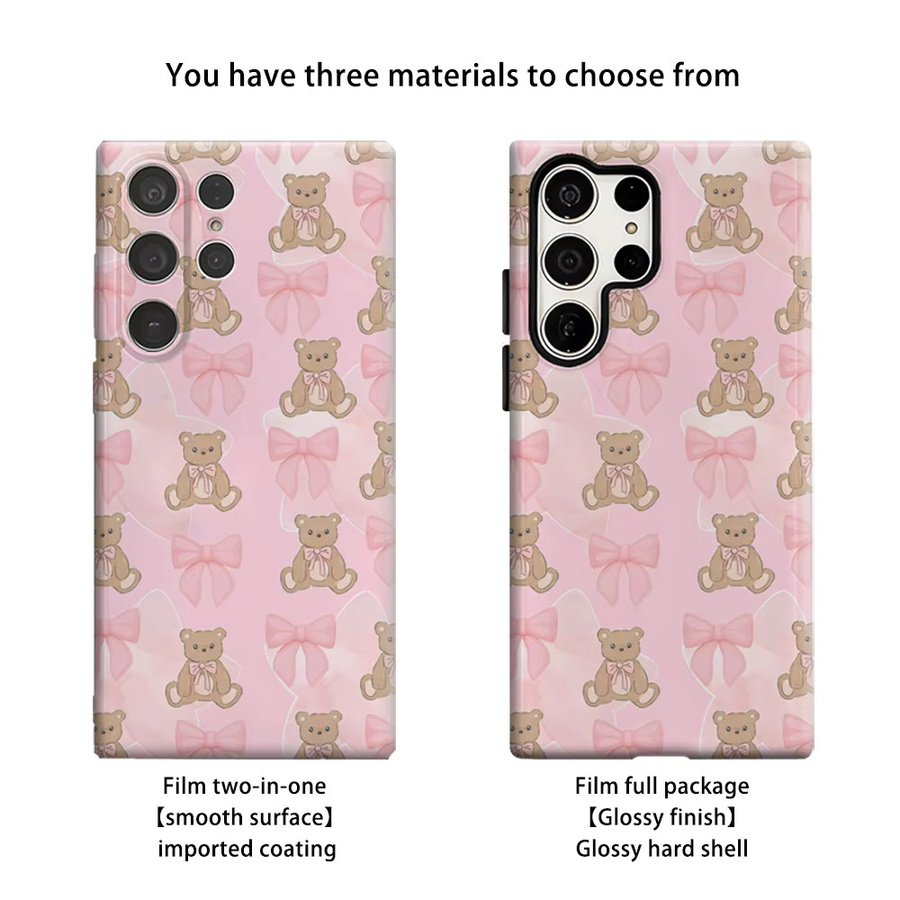 Blush Bears Stoßfeste Handyhülle für Samsung Galaxy S25 Ultra, S24, S23 Ultra und S23 Plus in Pink mit robuster Doppelschicht-Rückabdeckung - Bild 2
