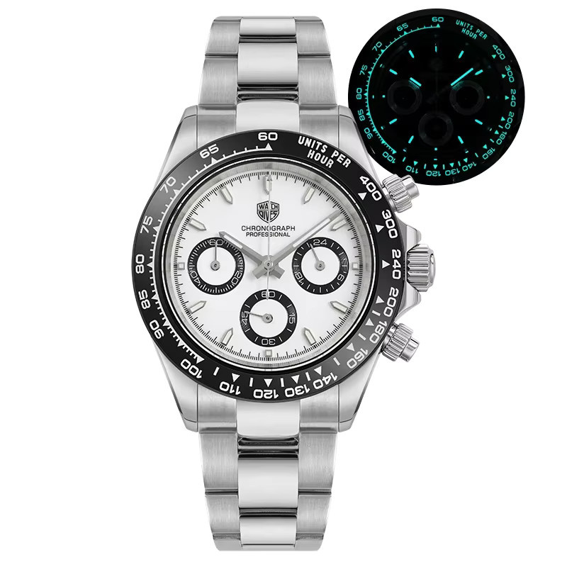 Watchdives Chronograph, Quarz, Edelstahl, Schwarz, Unisex - Bild 5