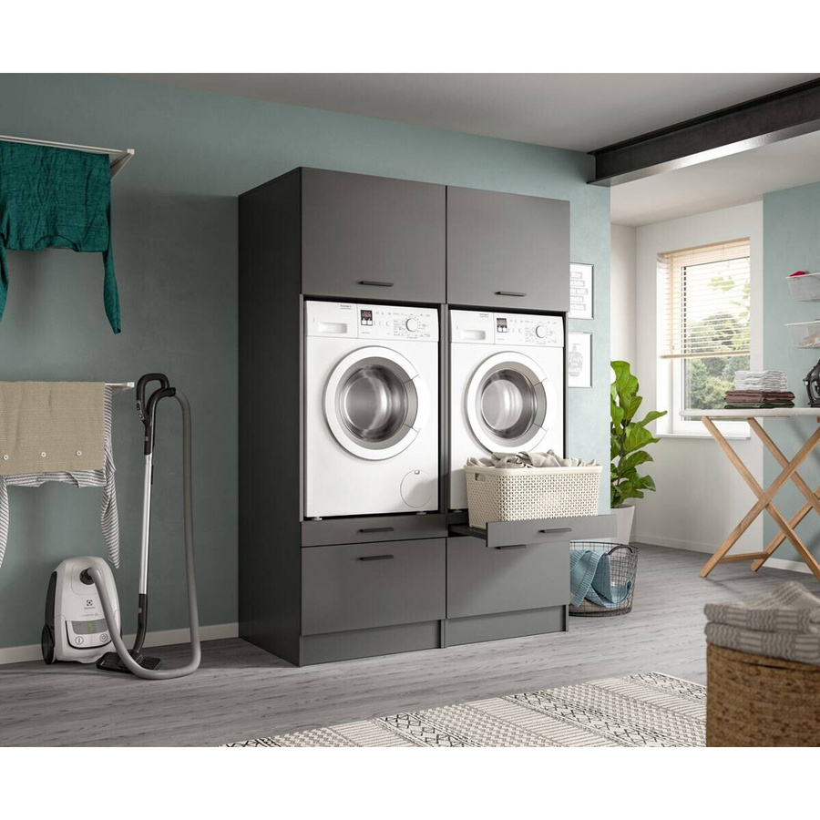 Waschmaschinenumbauschrank Free von xonox.home in Anthrazit Matt, B/H/T: 133 x 195 x 68 cm - Bild 3