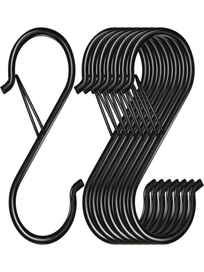 HUILV S-Haken aus Metall in Schwarz mit Sicherheitsverschluss zum Aufhängen von Küchenutensilien, Pfannen und Kleidung - Bild 7