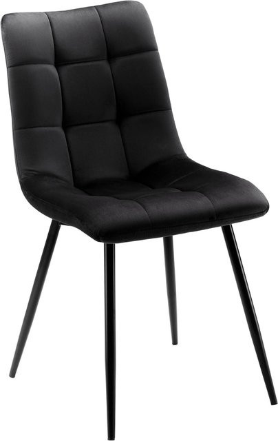 Bessagi Home Stuhl Suri Schwarz aus Samt gepolstert mit modernem Design - Bild 1