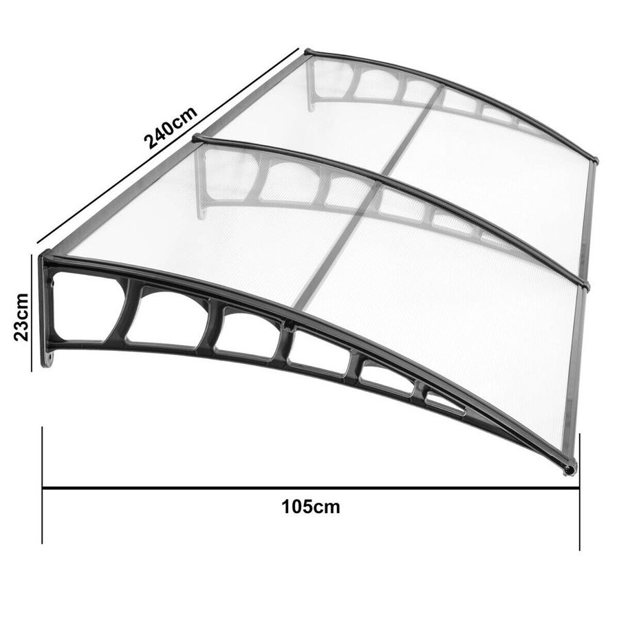 Brosplast Hauseingang Vordach aus Aluminium in Schwarz B/H/L: 240 x 23 x 105 cm - Bild 3
