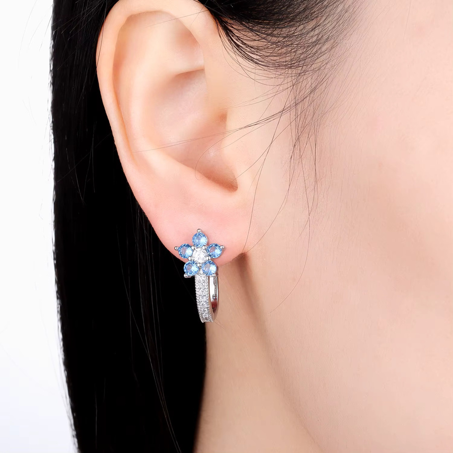 MISEFF Ohrringe, 925 Silber, Orchideenblüten-Design, Blau, Lila, Unisex - Bild 2
