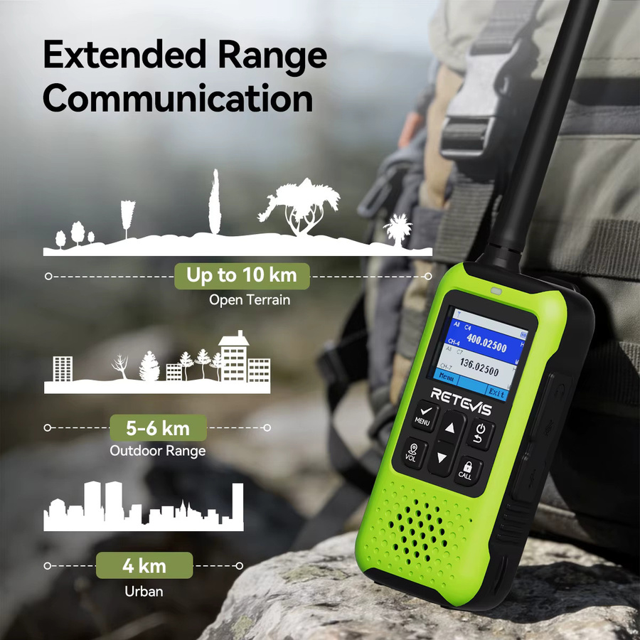 Retevis EZTalk 65 GPS BDS Walkie-Talkie in Grün mit Bluetooth-App-Steuerung, UHF VHF GMRS Zweiwege-Funkgerät für Camping und Wandern - Bild 4