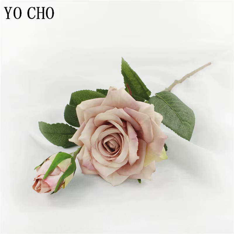 YO CHO Künstlicher Brautstrauß aus Seide mit Rosen in Orange für Hochzeiten und Dekorationen - Bild 3
