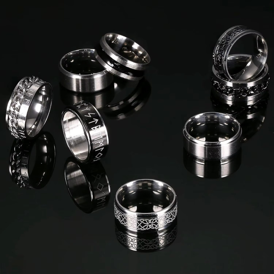 Bobisty Ringset Edelstahl, Silber, Unisex - Bild 2