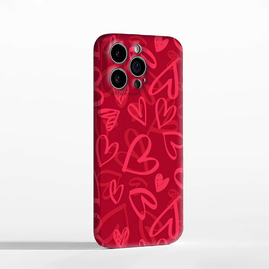 Handyhülle mit rotem Herz für Apple iPhone 17 16 15 14 13 12 Pro Max Plus mit doppelschichtiger Rückseite in Rot - Bild 2